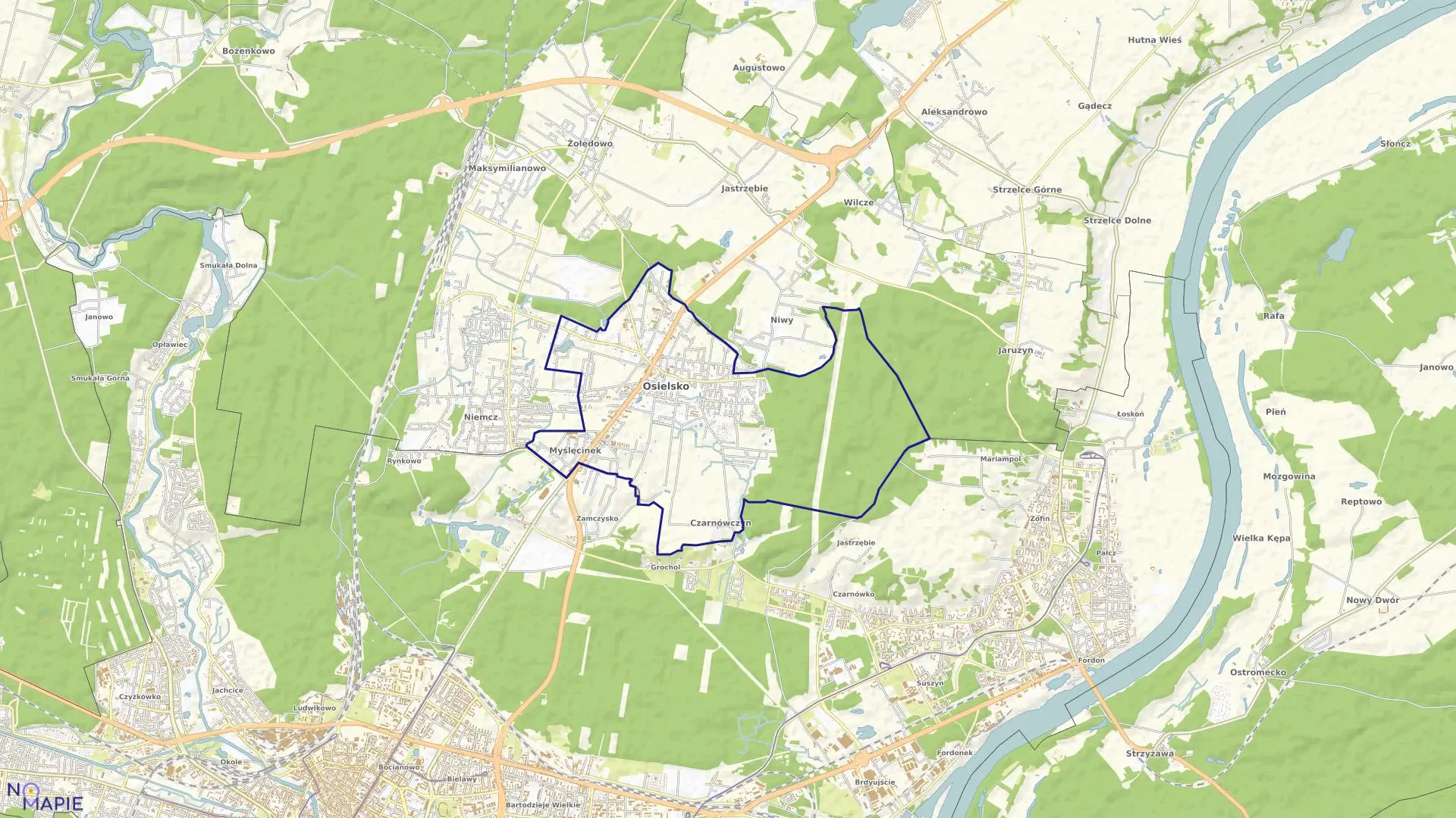 Mapa obrębu Osielsko w gminie Osielsko